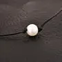MJartoria Girls Black PU Leather Cord Faux Pearl Choker Necklace