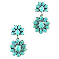 Turquoise Bohemian Medium Metal Fashion Flower Earring No.247