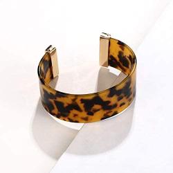 YOSION Tortoise Wide Cuff Bangles for Women Acrylic Resin Open Bangle Bracelets Adjustable Statement Leopard Bracelets for Girls