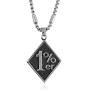 BLEUM CADE Mens Cool 316L Stainless Steel 1% er Pendant Necklace,Black Natural Agate Stone Chain 28''