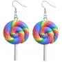 DAMLENG 2 Pairs Creative Unique Simulation Food Colorful Rainbow Lollipop Dangle Earrings Handmade Kawaii Candy Ice Cream Earrings Set for Women Girls Jewelry