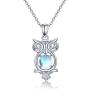 Owl Gifts for Women Girls 925 Sterling Silver Owl Necklace Moonstone Pendant Necklace Owl Jewelry Gift for Owl Lovers Women