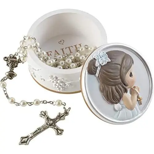 Precious Moments 202428 Faith is The Light That Guides You Girl Resin Box with Rosary, One Size, Multicolored Precious Moments 202428 Faith is The Light That Guides You Girl Resin Box with Rosary, One Size, Multicolored
