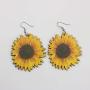 Sunflower Earrings Handmade Wood Stainless Steel Earwires Yellow Daisy Eardrop Dangler You are My Sunshine Jewelry Fashion Birthday Gifts for Women Teen Girls Daughter Mom Best Friend Sister