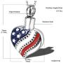 Heart American Flag Cremation Jewelry for Ashes,Memorial Necklace and Keepsake Pendant for Ashes