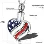 Heart American Flag Cremation Jewelry for Ashes,Memorial Necklace and Keepsake Pendant for Ashes