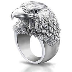 Vintage Hawk Eagle Ring for Men, Viking Eagle Head Rings, USA Flying American Bald Eagle Ring, Gothic Eagle Amulet Ring, Punk Animal Eagle Jewelry Gift for Veterans Men Boys