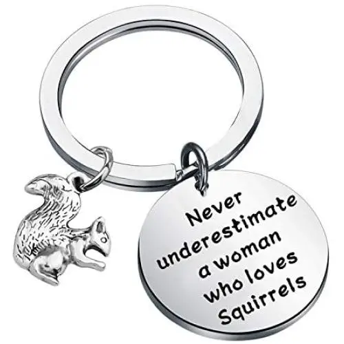 AKTAP Squirrel Charm Keychain Never Underestimate A Woman Who Loves Squirrels Gifts for Squirrel Lovers Animal Loves BFF Mysterious Jewelry AKTAP Squirrel Charm Keychain Never Underestimate A Woman Who Loves Squirrels Gifts for Squirrel Lovers Animal Loves BFF Mysterious Jewelry