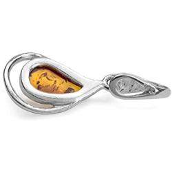 Light Amber Sterling Silver Drop Pendant