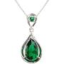 Navachi 925 Sterling Silver 18k White Gold Plated 4.5ct Pear Emerald Ruby Necklace Pendant 18''