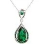Navachi 925 Sterling Silver 18k White Gold Plated 4.5ct Pear Emerald Ruby Necklace Pendant 18'' Navachi 925 Sterling Silver 18k White Gold Plated 4.5ct Pear Emerald Ruby Necklace Pendant 18''
