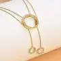 Girafe Circle Necklace, 14k Gold Trinity Lariat Layered Necklace for Women, 17inch