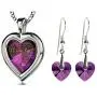 925 Silver Heart Jewelry Set I Love You Necklace 120 Languages Gold Inscribed CZ - Crystal Earrings, 18'' 925 Silver Heart Jewelry Set I Love You Necklace 120 Languages Gold Inscribed CZ - Crystal Earrings, 18''