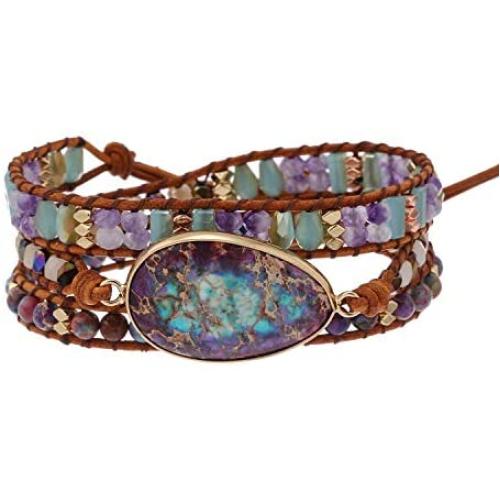 Plumiss Boho Handmade Natural Stone 3 Wrap Bracelet for Women Colection