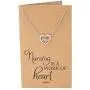 Quan Jewelry EKG Lifeline Pulse Heartbeat Charm Open Heart Pendant Necklace, Best Girt for Nurses with Inspirational Quote on Greeting Card