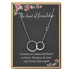SANNYRA The Knot of Friendship Necklace Initial Two Interlocking Infinity Double Circles Necklace 26 Letters Alphabet Friend Jewelry for Women Girls