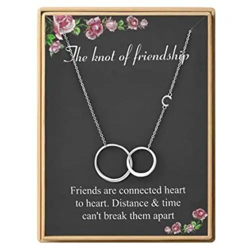 SANNYRA The Knot of Friendship Necklace Initial Two Interlocking Infinity Double Circles Necklace 26 Letters Alphabet Friend Jewelry for Women Girls