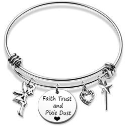 G-Ahora Womens Tinkerbell Jewerly Faith Trust and Pixie Dust Charm Bracelet Tinkerbell Bracelet