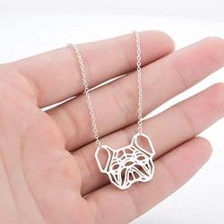 Daisies French Bulldog Necklace Geometric Origami Dog Unique Pendants Necklaces Women Animal Jewelry