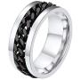 ChainsPro Sturdy Cuban Link/Spinner Rings for Men/Women, Can Engrave, Size 06-12, 18K Gold Tone/316L Stainless Steel/Black (Send Gift Box)