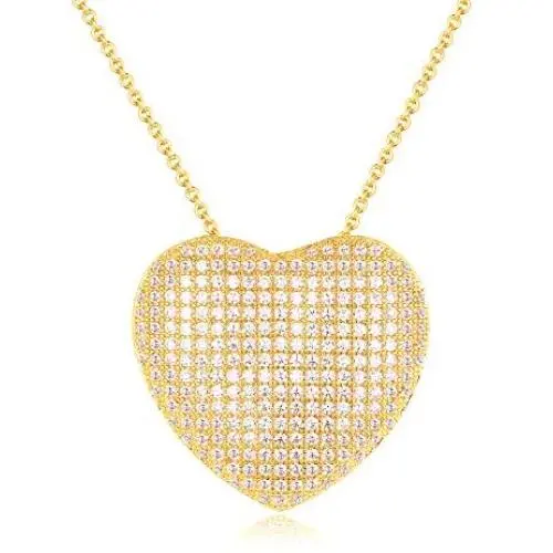 Barzel 18K Gold Plated Cubic Zirconia Heart Pendant Necklace Barzel 18K Gold Plated Cubic Zirconia Heart Pendant Necklace