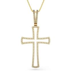 14k Plated Cross Necklace for Women – Cross Pendant with Zircons and Chain - Faith Necklace By HalleluYAH