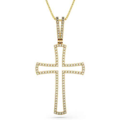 14k Plated Cross Necklace for Women – Cross Pendant with Zircons and Chain - Faith Necklace By HalleluYAH