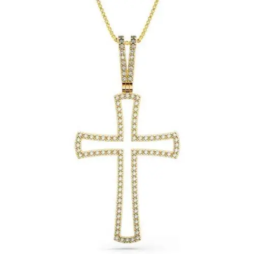 14k Plated Cross Necklace for Women – Cross Pendant with Zircons and Chain - Faith Necklace By HalleluYAH