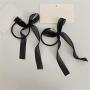 DAMLENG Fashion Lightweight Handmade Black Beaded Hoop Earrings Unique Long Ribbon Bow Tassel Dangle Drop Earrings Jewelry for Women Girls