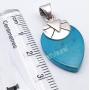 SilverStarJewel Turquoise Flat Necklace Pendant 1.2'' Solid Sterling Silver New Art