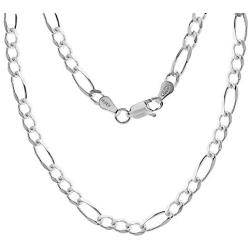 ARTURO ZETA 925 Solid Sterling Silver Figaro Link Chain Italian Necklace for Men