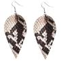 HUJUON Bohemia Retro Water Drop Leaf Snake Skin Leather Earrings,Colorful Pattern Snakeskin Pattern Lightweight Teardrop Leather Earring for Women