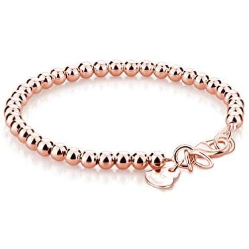 Dankadi New Womens 925 Sterling Silver Bracelet Minimalist 4-6MM Round Bead Chain Solid Silver Bracelet Charm Jewelry Lobster Claw Clasp