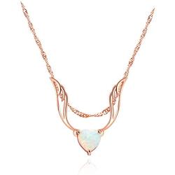 Barzel 18K Rose Gold Plated Created Opal Guardian Angel Necklace