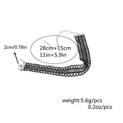 TseanYi Wide Lace Choker Necklace Hollow Black Lace Collar Necklace Elastic Wide Clavicle Necklace Chain Fashion Jewelry for Women and Girls (Black)