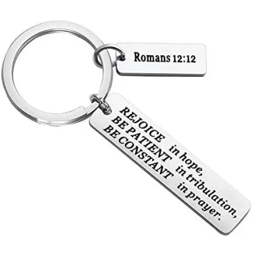 FUSTMW Christian Keychain Religious Gifts Bible Verse Jewelry Rejoice in Hope Be Constant in Prayer Romans 12:12 Scripture Key Chains Gifts FUSTMW Christian Keychain Religious Gifts Bible Verse Jewelry Rejoice in Hope Be Constant in Prayer Romans 12:12 Scripture Key Chains Gifts