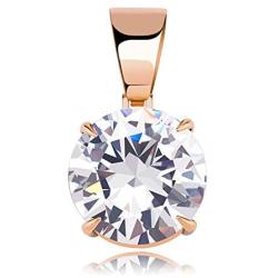 JINAO 15MM 4 Colors Solitaire Colorful Cubic Zirconia Pendant Necklace for Women Elegant Jewelry with Stainless Steel Rope Chain