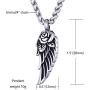 Mens Stainless Steel Cremation Jewelry Ashes Urn Necklace Rose Angel Wing Small Pendant with 24 Inches Link Chain