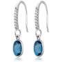 Gem Stone King 925 Sterling Silver London Blue Topaz Gemstone Birthstone Dangle Earrings (3.00 Cttw Oval 8X6MM)