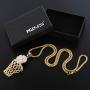 HZMAN Mens 18k Gold Silver Plated Basketball Rim CZ Inlay Pendant Hip Hop Box Chain