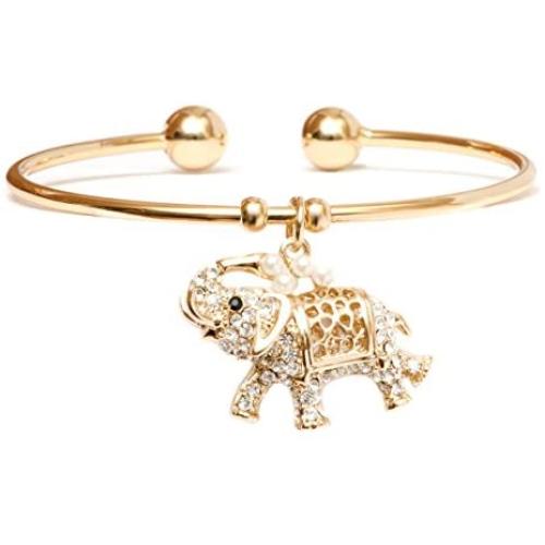 Barzel 18K Gold Plated Crystal Charm Bangle