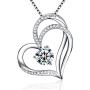 Klurent Silver Love Heart Pendant Necklace for Women 5A Cubic Zirconia 14K White Gold Plated Silver Double Heart Necklaces Gift for Women Girlfriend Wife on Christmas