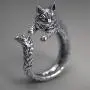 Cat ring, retro silver-plated cute animal cat tail adjustable ring girl cat lover gift Cat ring, retro silver-plated cute animal cat tail adjustable ring girl cat lover gift