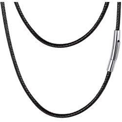 PROSTEEL Waxed Rope Braided Leather Necklace Cord Sturdy Soft Comfortable, 16”-30”, Stainless Steel Durable Clasp, Come Gift Box