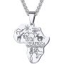 PROSTEEL Stainless Steel Africa Map Necklace for Men Women, 18K Gold/Rose Gold/Black Plated, Customize Available, 22''-24'' Adjustable, Come Gift Box