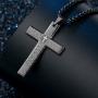 Rnivida Mens Stainless Steel Cross Necklace with Lords Prayer Inscription, Cross Pendant Necklace