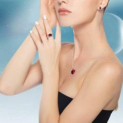 Uloveido Purple Cubic Zirconia Jewelry Set Crystal Pendant Necklace Ring Earrings T094