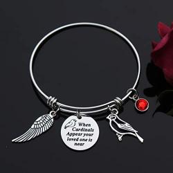 CHENVA Sympathy Gift When Cardinals Appear Your Loved One is Near Bracelet Cardinal Memorial Adjustable Bangle Jewelry Gift for Her