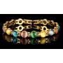 Jewelry 18K Gold Plated round cats Eye/Turquoise Copper Bracelets Magnetic Therapy 7.8''Chain Link for Women