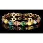 Jewelry 18K Gold Plated round cats Eye/Turquoise Copper Bracelets Magnetic Therapy 7.8''Chain Link for Women